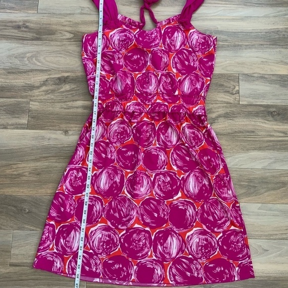 Tory Burch Pink Red Floral Silk Bow Mini Dress - Picture 6 of 6